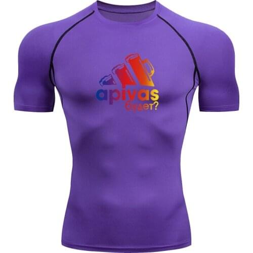 Colorful T-shirt Mens Sports Short Sleeve Shirt Slim Fit T Shirts Summer Gym Clothing Fitness Bodybuilding Training Workout Tops