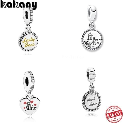 KAKANY New Fashion Be Mine 925 Lady Boss Dangle Sister, Goahzikl Puerto Rico Flag Pendant Charm DIY Original Ladies Jewelry Gift
