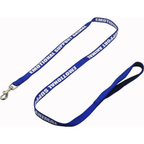 PET-K9 EMOTION SUPPORT ANIMAL Leash - with Padded Neoprene Handlefor Harnesses, Vests or Collars, Red / Black / Blue