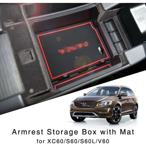 Armrest Storage Box for Volvo XC60 S60 S60L V60 2009 2010 2011 2012 2013 2014 2015 2016 2017 Central Console Tray