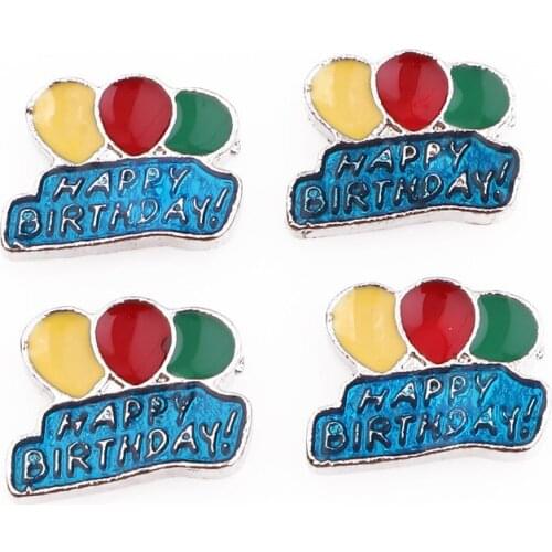20pcs/lot Happy Birthday letter with balloon floating charms for living memory glass floating locket charms DIY jewelry