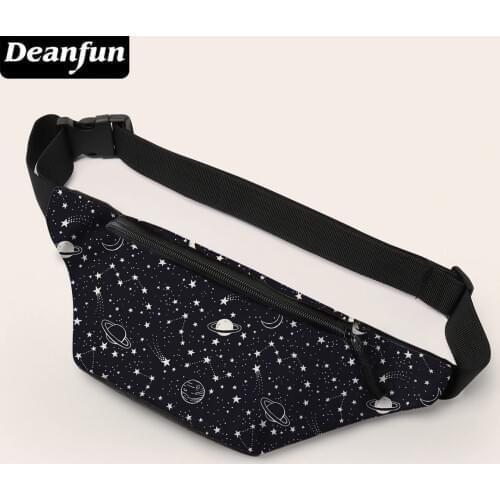 Deanfun Waist Bag Starry Night Printed Fanny Pack Black Bum Bag For Daily Use Travel Belt Bag 18067