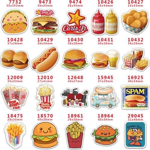 DIY Craft Supplies Sewing Accessories Cartoon Burgers And Fries Printed Planar Resins Mold 10 Pieces. PR-7732