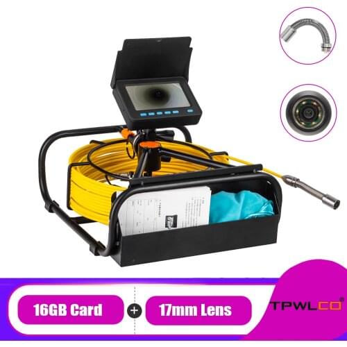 10/20/30/40/50M Cable Industrial Pipeline Camera 17MM Camera Head 4.3" LCD Drain Pipe Endoscope Video Inspection Camera System
