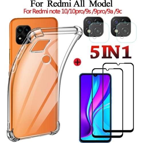 Redmi Note 9 Pro 9S 9A 9T Redmi 9 c NFC Silicone Case Full Coverage for Xiaomi Redmi9C Note9Pro Cover Coque Redmi 9C Case glass