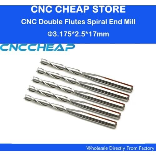 10pcsx1/8" 2.5mm Carbide CNC Double/Two Flute Spiral Bits CEL 17mm end mill engraving cutter