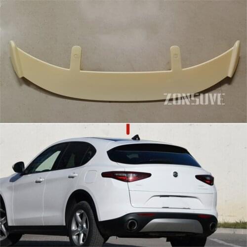 Use For 2017-2020 Alfa Romeo stelvio Spoiler ABS Plastic Carbon Fiber Look Hatchback SUV Roof Rear Wing Body Kit Accessories