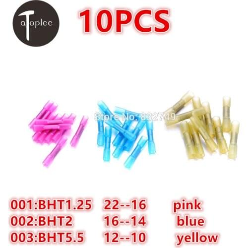10PCS BHT1.25 BHT2 BHT5.5 Shrink-Wrapped Waterproof Insulated Electrical Terminal Connector Electrical Terminal Connectors