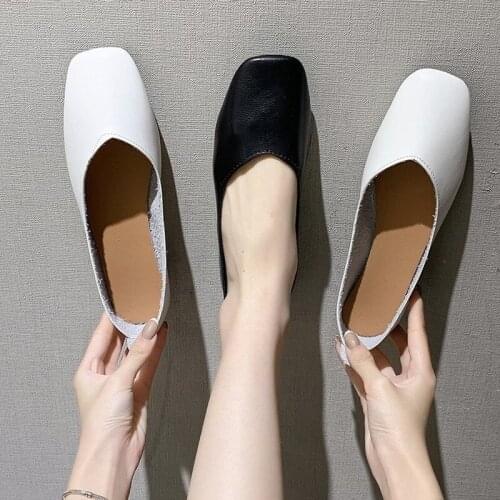 Single Shoes Womens Flat Square Toe Fairy Shoes Grandma Shoes Pump Womens Shoes Maternity Peas Shoes