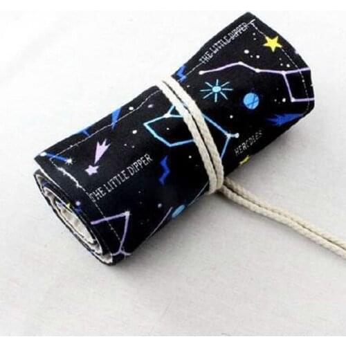 Creative large capacity 36/48/72 hole pencil pouch Fashion cotton constellation pattern pencil case