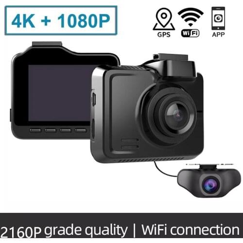 AZDOME 4K WiFI Car Dash Cam front Cam Car Dvr Dual Cameras GPS Tracker Night Vision Recorder Rotatable Lens 24H Parking Monitor