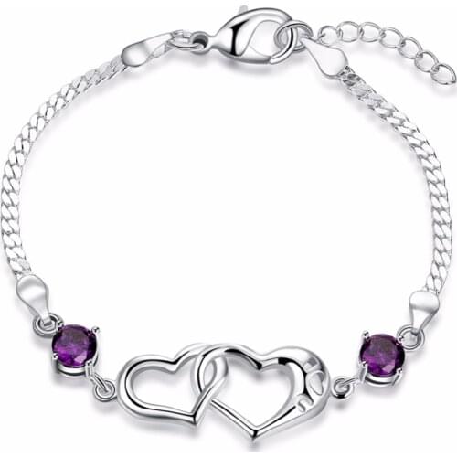 High Quality Zircon Crystal Heart-shaped CZ Bracelet 925 Sterling Silve Romantic Valentines Day Gift