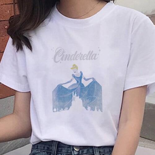 Woman Tshirt Funny Disney Cinderella Vintage Castle Silhouette Graphic Tshirt Summer Fashion Female Tee Top Ladies T-shirt