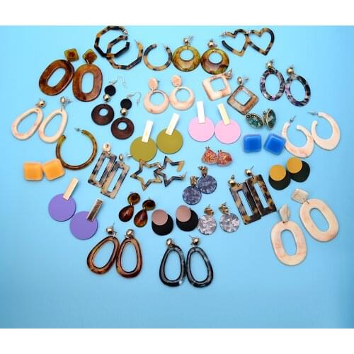 2018 Fashion Jewelry Leopard Acrylic Resin Oval Drop Dangle Earrings For Women Geometry Big Circle Star Earrings Acetate Brincos