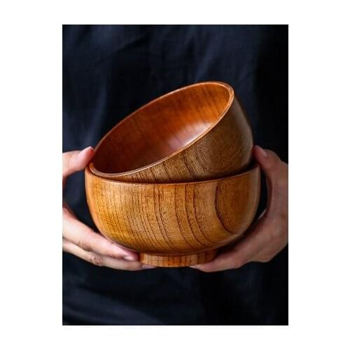 1Pc Wooden Bowl Japanese Style Wood Rice Soup Bowl Salad Bowl Food Container Large Small Bowl for Kids Tableware Wooden Utensils