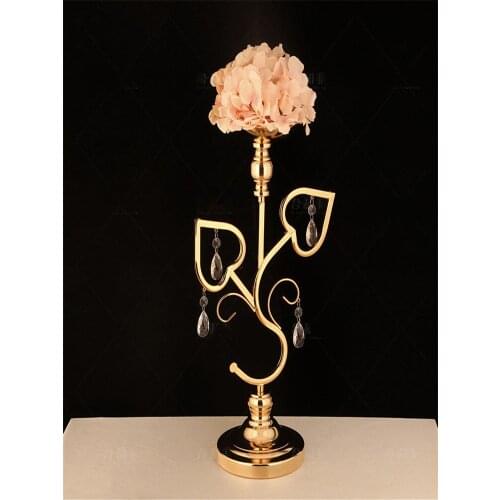 10pcs Metal Candlesticks Dining Table Candle Holder Wedding Road Lead Vases Geometric Romantic Home Decoration Crystal Pendant