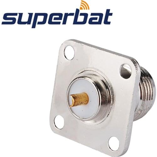 Superbat 10 pcs N 4 Hole panel Mount Jack with Solder cup RF Coaxial Connector