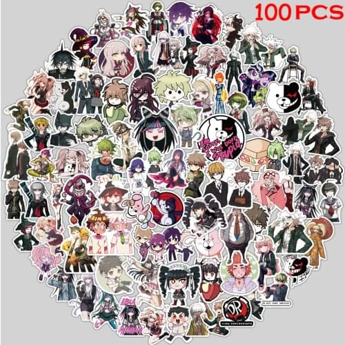 100PCS Mixed Danganronpa Game Stickers DIY Snowboard Laptop Luggage Fridge Guitar Graffiti Waterproof Classic Kid Toy Stickers