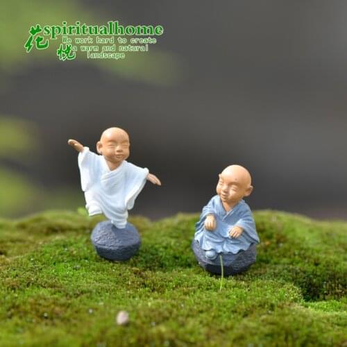 4pcs Figurine Fairy Home Decoration Accessories Kawaii Chinese Buddhist Monks Miniature Bonsai Garden Furniture Resin Craft