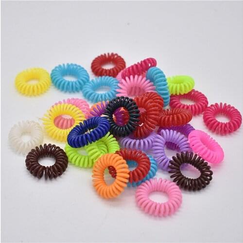 50pcs) Hot Sale Solid candy color hair scrunchies rope for girls elastic telephone wire hairband headwear in small size
