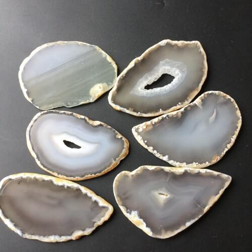 6pcs Natural white agate slice Grey agate stone slices