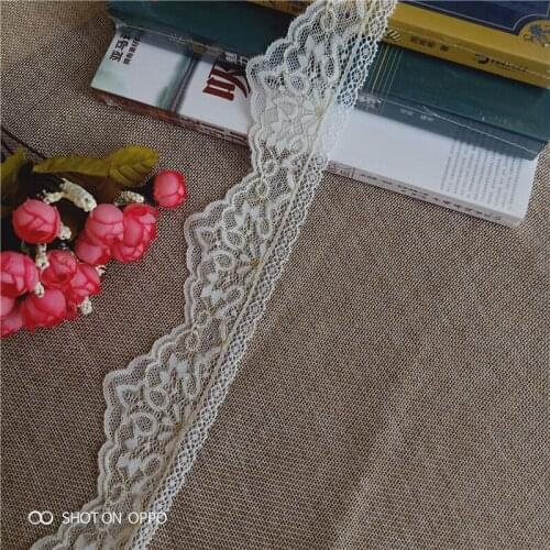6cm S1934 gold silk Nylon Spandex stretch Jacquard lace trimmings For Indonesian bridal gown