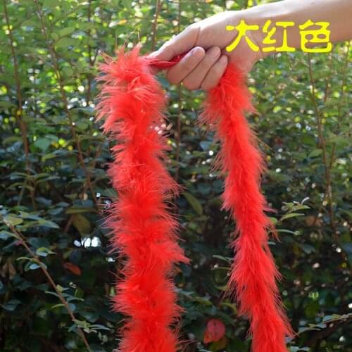 Free shipping 20pcs Red Chicken Feather Boas Scarfs Turkey Feather Strips 2 meter/pc for cloth accessory