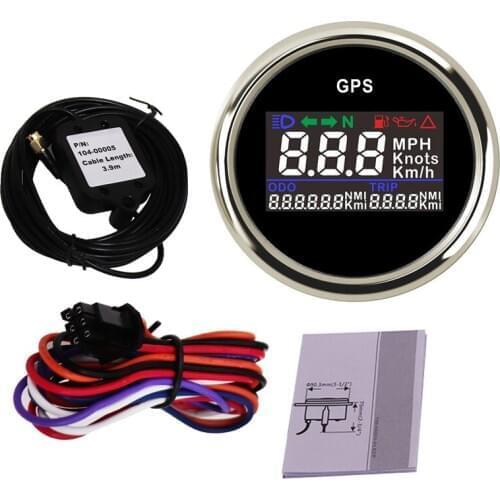 52 mm Digital GPS Speedometer Gauge 0~999 Km/h MPH Knots adjustable Waterproof Car Boat GPS Speedometer Gauge fit 9~32V