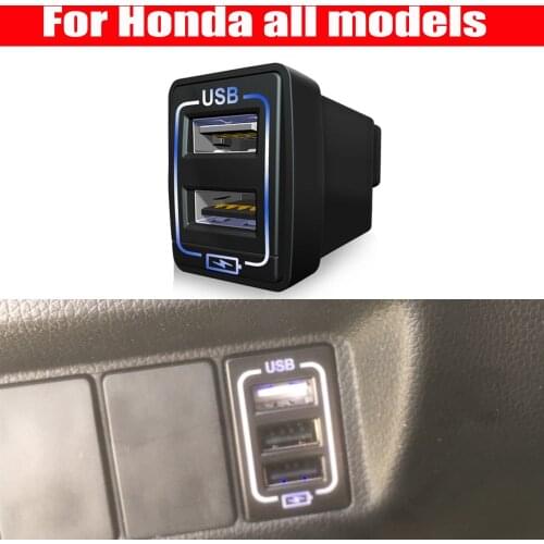 For Honda Accord/Crider/XRV XR-V/Jade/URV/Avancier universal Car USB charger quick charge 2.0A 220V 2 Port USB2.0 Phone Charge