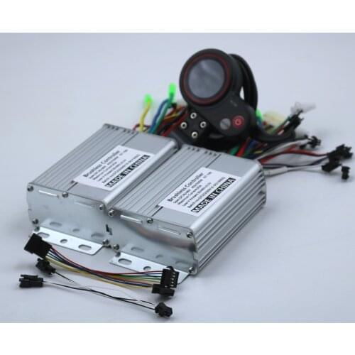 Dual drive 36/48/60V 450/500W BLDC Electric scooter controller E-bike 2 pcs brushless speed driver and 1Pcs LCD Display one set