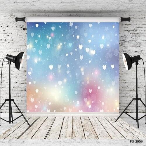 Hearts Gradient Flare Bokeh Photo Backgrounds Custom Backdrops for Lovers Valentines Day Wedding Photophone Photography Props