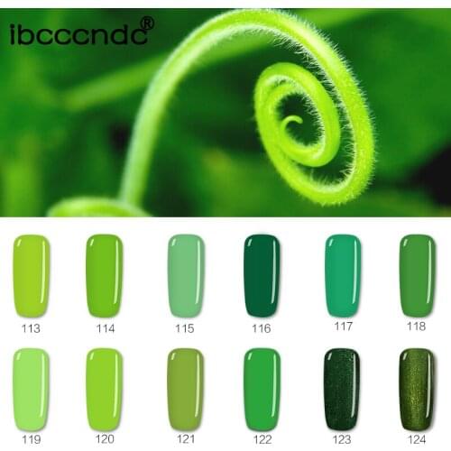IBCCCNDC 10ml Nail Polish Lacquer Varnish UV LED Lamp Drying Long Lasting Semi Pernament Gel Nail LED UV Gel Green Series