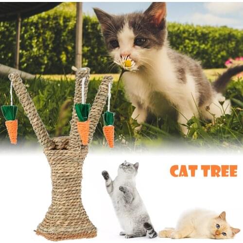 Pet Cat Kitten Scratching Post Toy Tree Scratcher Sisal Rope Carrot Activity Climbing Play Toys Scratch Resistant Cat Supplies