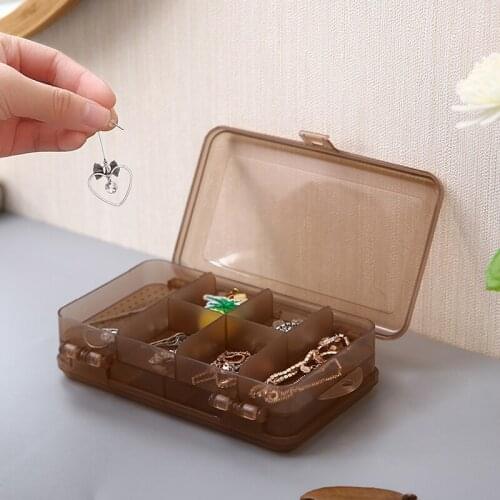 Jewelry Storage Box Double Plastic Transparent Earrings Storage Box With Lid Pill Box Organizador De Maquillaje Pillendoos Pille