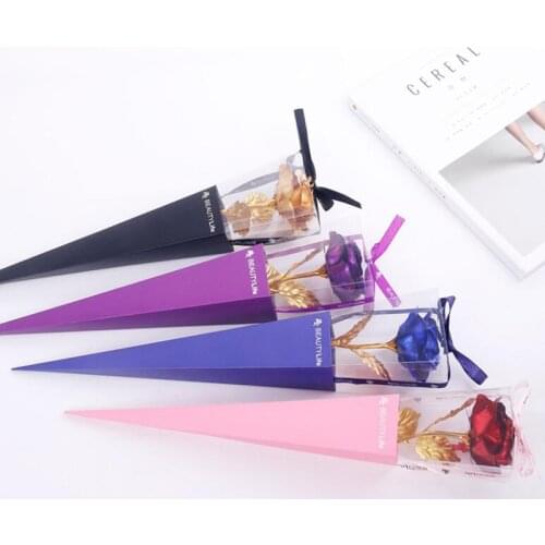 Valentines Day Creative Romantic Gift 24K Foil Plated Rose Gold Rose Lasts Forever Love Wedding Decor Lover Rose Drop Shipping