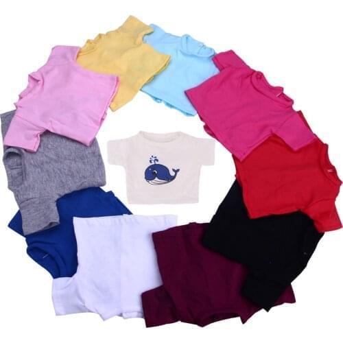 Doll Solid Color Striped T-Shirt Fit 18 Inch American Doll And 43cm Baby New Born Doll ,Our Generation,Childrens Best Gift