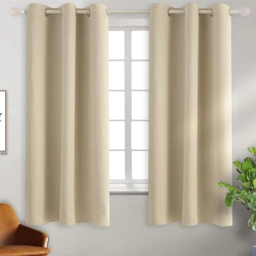 Solid Blackout Window Curtain For Bedding Room,Beige Color Blackout Window Curtain For Living Room