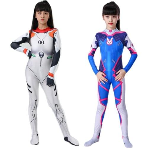 OW DVA EVA Ayanami Rei Cosplay Costume Zentai Outfits Uniform Jumpsuit Catsuit Adult Kids Bodysuit Halloween