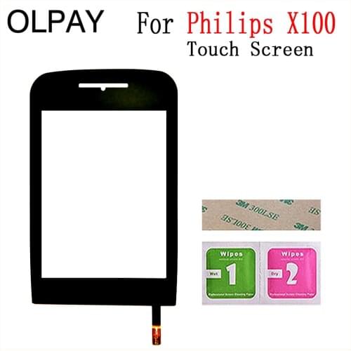 Lens Front Panel For Philips X100 Touch Screen Digitizer Front Glass Panel Sensor Black color Free Adhesive+Wipes