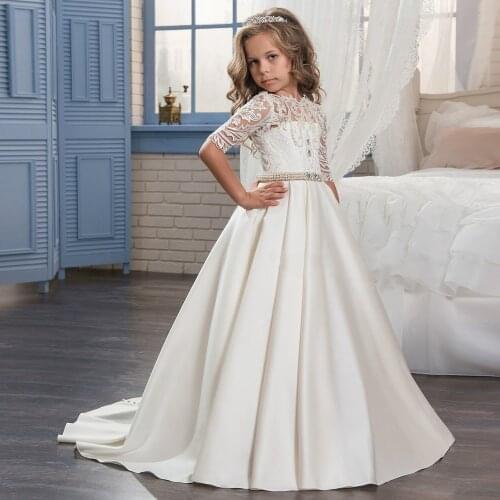 Flower Girl Dress Children Party Costume Kids Formal Events Vestidos Infant Tutu Flower Dress Fluffy Wedding Gown 2 -14T