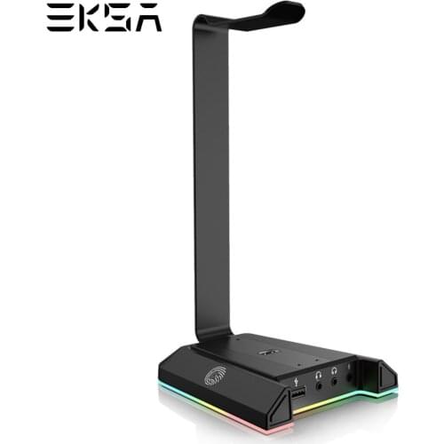 EKSA W1 Headset Stand RGB LED With 7.1 Surround USB Headphones Holder and 3.5mm Ports Gaming Headset Hanger for Gamer PC Desk