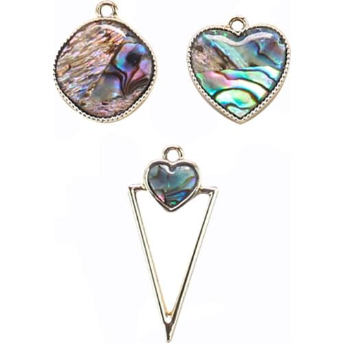 Natural Abalone Shell Charms Heart Triangle Squre Paua DIY Necklace Pendant Earring Dangel drop Jewelry Finding