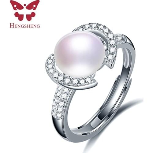 Simple 8-9mm White Genuine Natural Pearl Ring, 925 Sterling Silver Rings for Women Wedding Ring Wedding Rings Silver 925 Jewelry