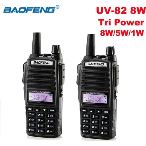 BaoFeng UV-82 High Tri Power 8W Walkie Talkie 10km Long Range Two Way Radio Dual Band VHF UHF Ham CB Radio Comunicador UV82 2PCS