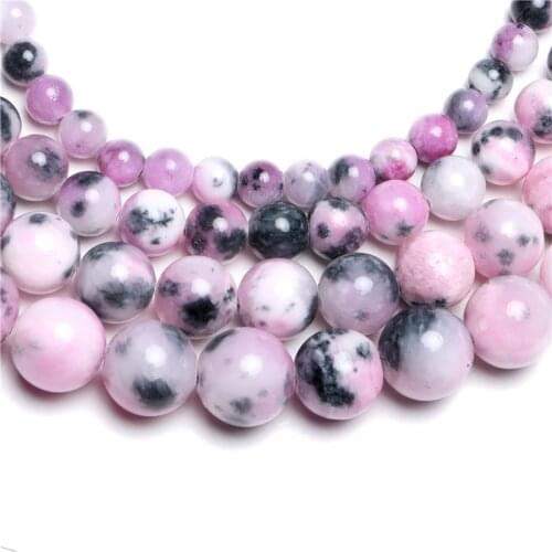 Pink Zebra Loose Beads Natural Round Gemstone for Jewelry Making
