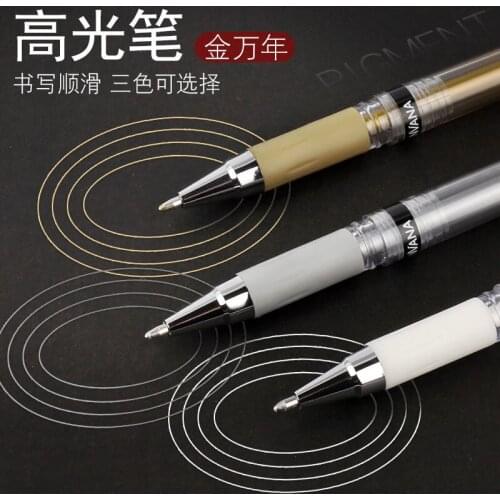 Art supplies 1mm white gold silver gel pen painting highlight pen sketch paint pen color waterproof art hook line white pen