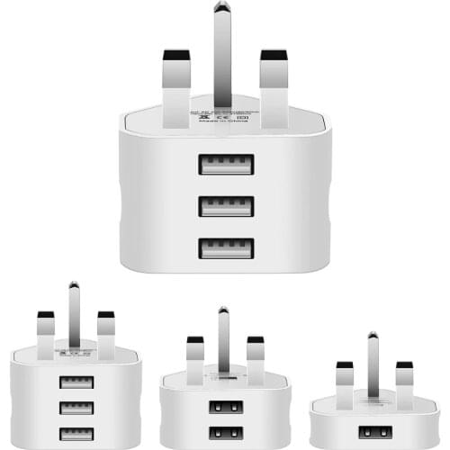 USB 5V/1A/2.1A/3.1A Power Adapter 3 PIN UK Plug AC Wall Charger with 1/2/3 USB Ports Charging For iPhone Samsung UK Plug