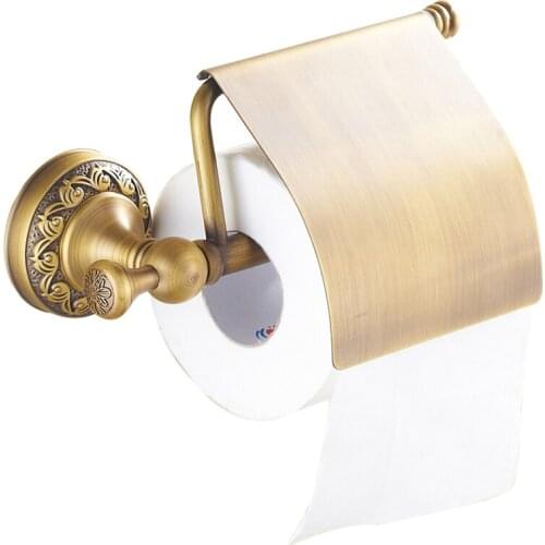Antique Brass Toilet Roll Paper Holder Rack Retro Embossed Paper Towel Holders Home Hotel Bathroom Accessories Hardware