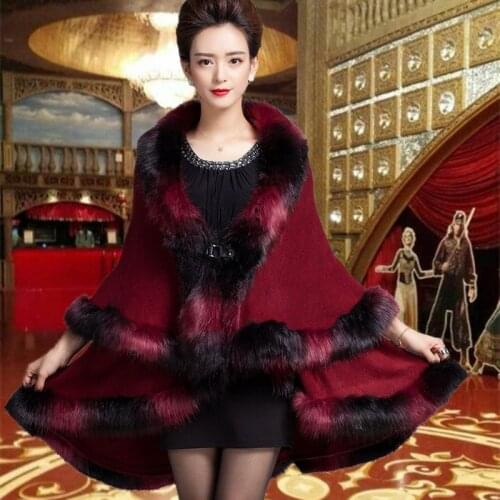 2020 autumn long section winter high-end fashion fox fur hanging Knitted Sweater Women Imitation fox fur shawl cloak