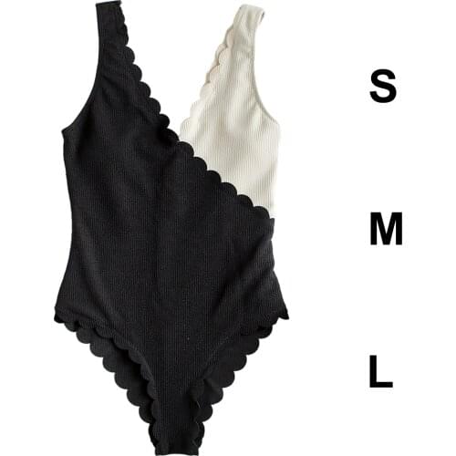 Ladies Swimsuit One Piece Backless Womens Monokini Stretchy Classic Swim Suit Bathing Suit Scallop One-piece Swim Costume
